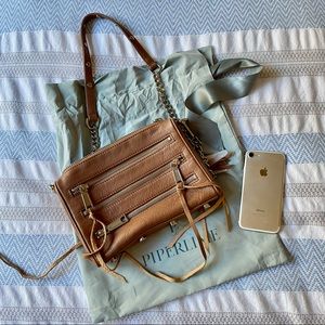 Rebecca Minkoff brown leather 5-zip crossbody